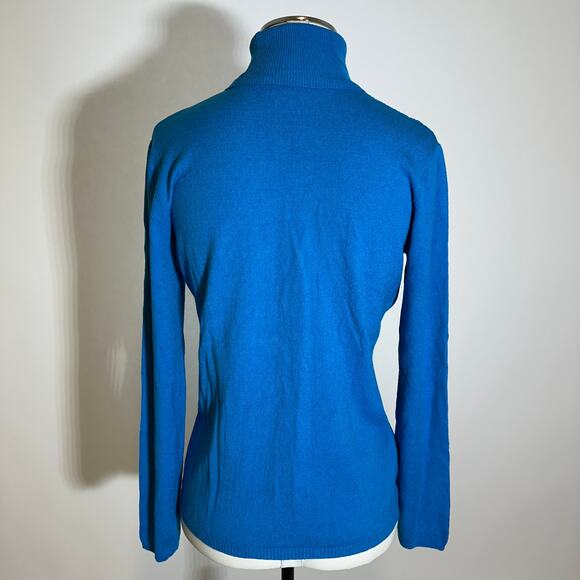Evan-Picone Blue Cable Knit Turtleneck Sweater Womens Size Medium M Pullover - Picture 6 of 9